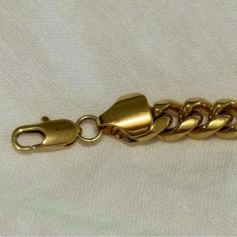 8 mm Solid Curb Link Chain Gold Tone Bracelet Lobster Clasp - Picture 5 of 9
